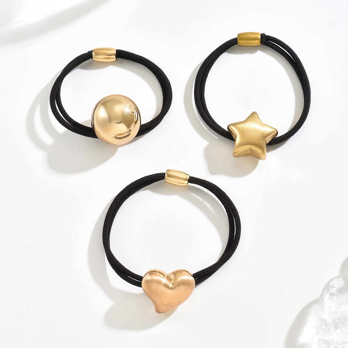 Coreano retro hacer viejos cuerdas de cabello de metal de amor temperamento elegante simple anillo de cabello de cabello de cola de caballo joyas para el cabello