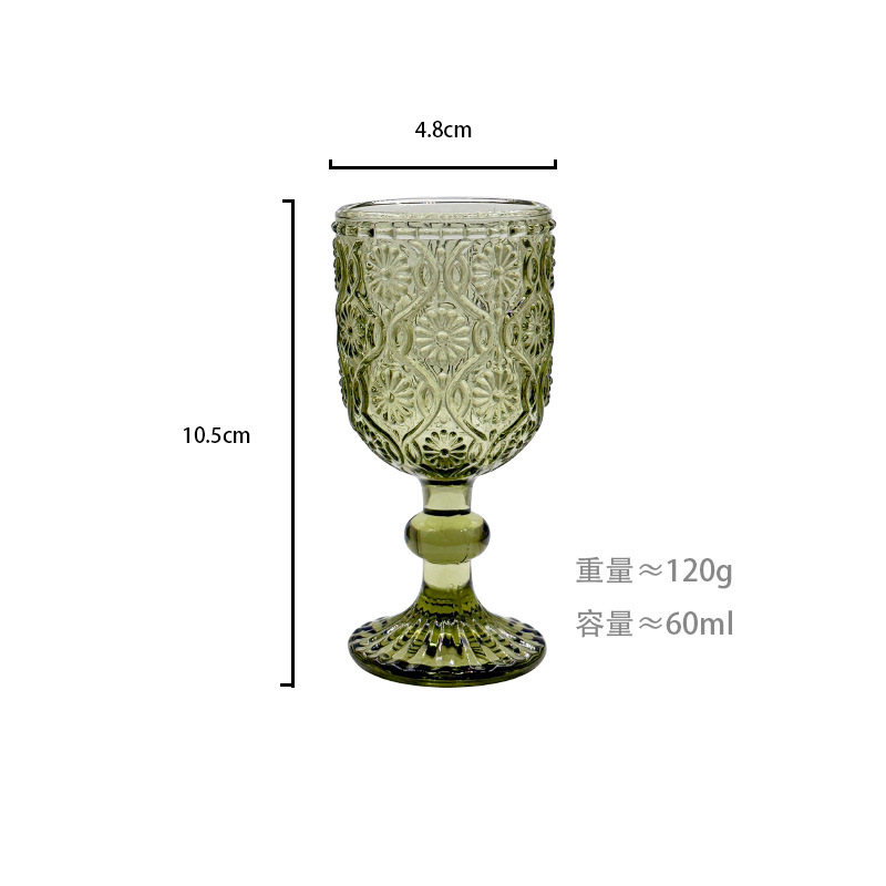 Gran por mayor transfronterizo vintage relieve tazas de vino de vidrio de colores tazas de vino de boda una taza de vino grueso una taza o dos tazas image 11