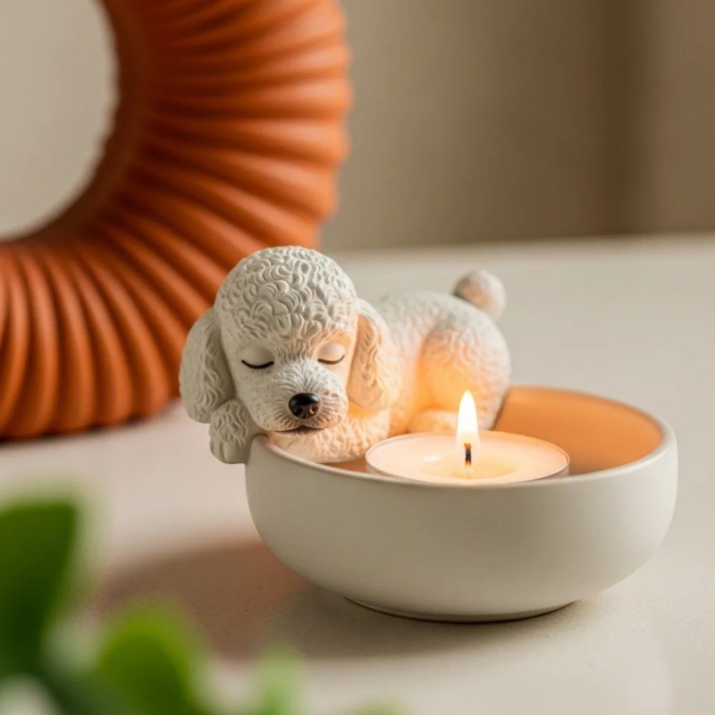 跨境新品Puppy Tea Light Holder 小狗烛台摆件树脂摆件工艺品|undefined