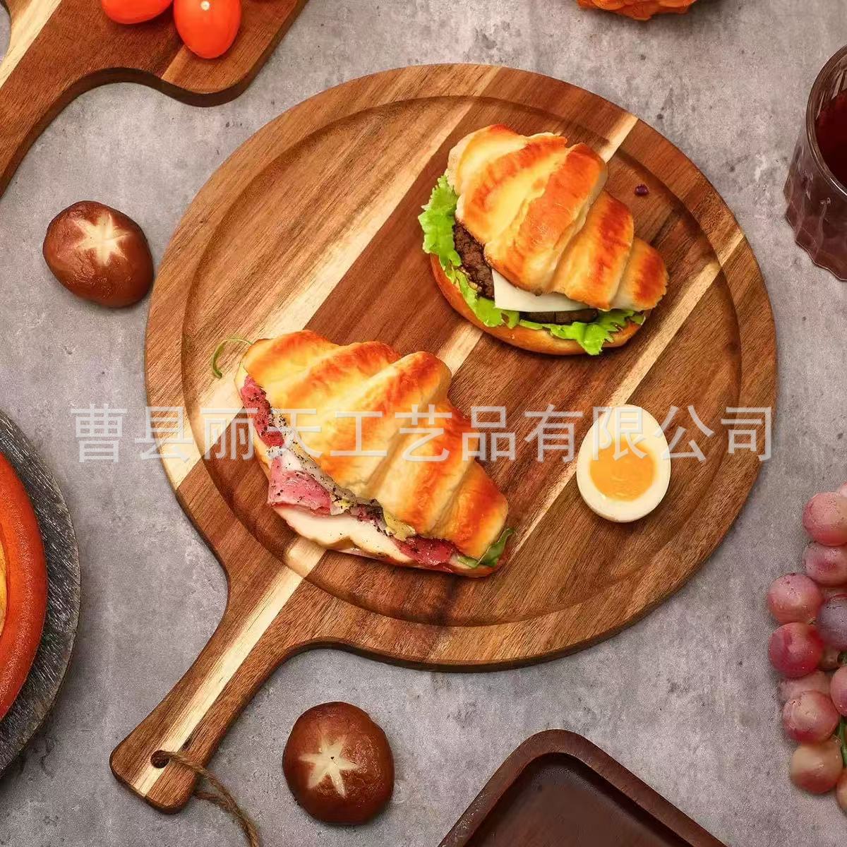 实木木托盘相思木带手柄砧板聚会奶酪盘木质餐具面包蔬菜水果盘
