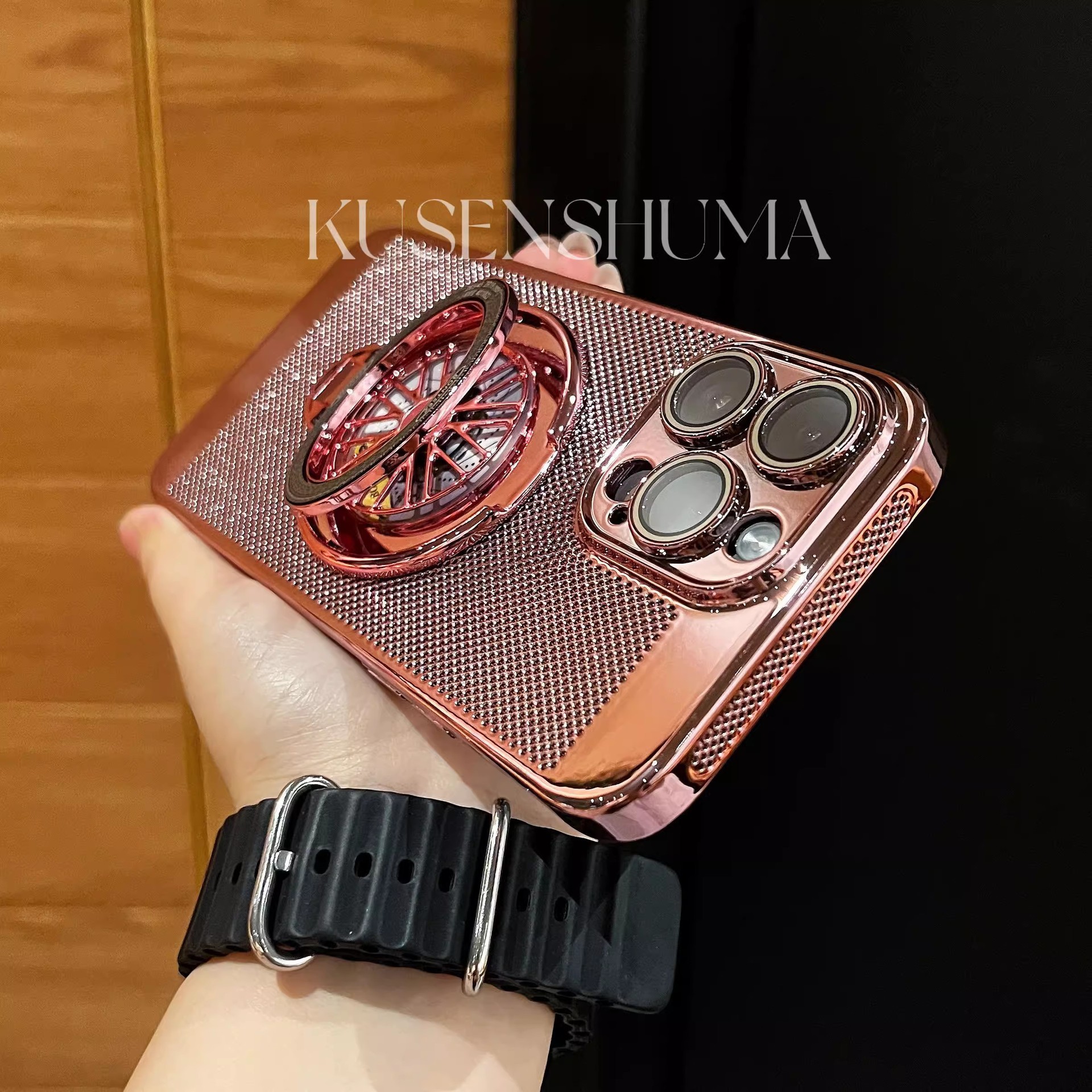 Aplicable para iPhone17AIR caso de teléfono móvil giroscopio soporte galvanizado ventilador disipación de calor malla manzana 16 caso duro a prueba de caídas