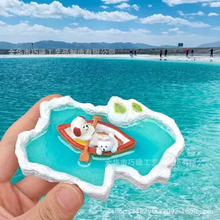 新款青海文创树脂冰箱贴茶卡盐湖东台吉乃尔湖创意旅游景区纪念品