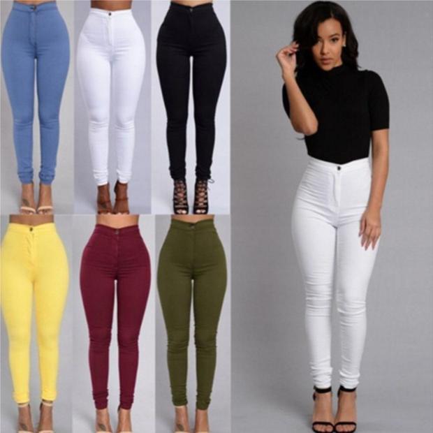 2020Fashion elastic jeans women leggings...