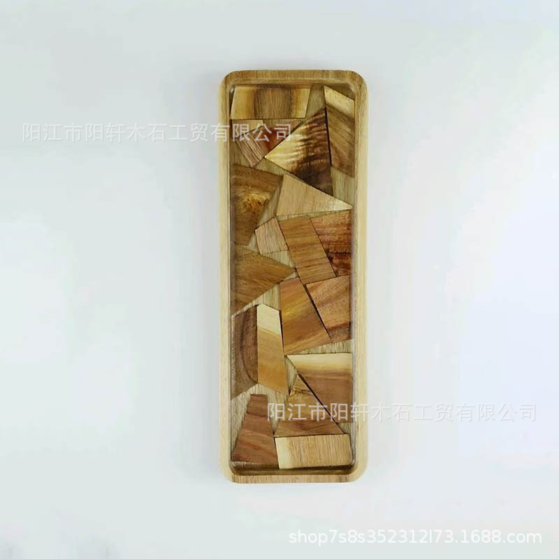 Paleta de alimentos de madera de acacia japonesa, bandeja de té europea irregular, bandeja de pan de madera, bandeja de frutas