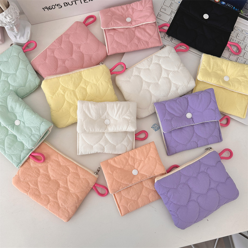 410121 Quilted Sanitary Bag Candy Color Storage Bag Mini Portable Sanitary Napkin Coin Purse
