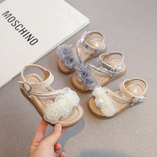 2025 summer new sandals butterfly pearl sandals girls fashion princess shoes open toe beach shoes wholesale fashion