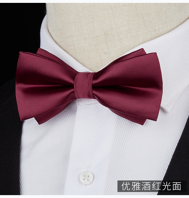 우아한 버건디 글로시 보타이