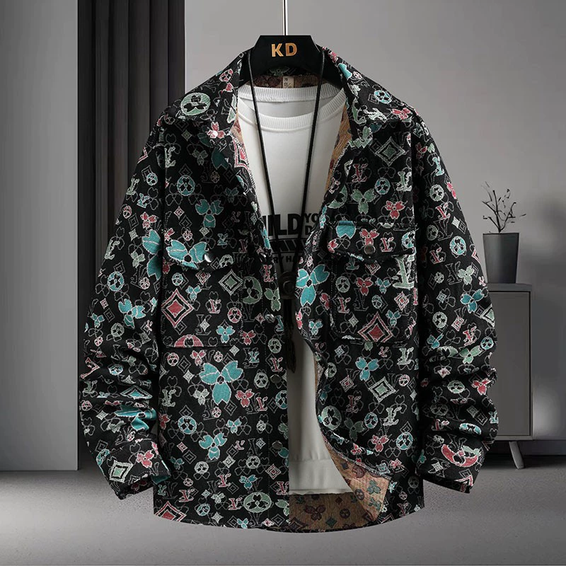 Spring retro ethnic shirt, jacket, ethnic style, increased thickness, oversize