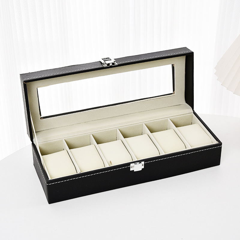 Caja Organizadora de Relojes de Cuero PU, a Prueba de Polvo con Ventana Transparente, para Relojes y Joyas