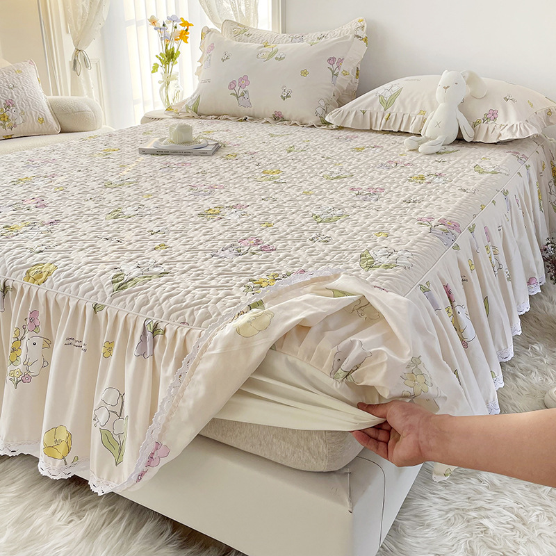 2025 nuevo estilo falda de cama de algodón funda de cama de algodón de una sola pieza sombrero de cama con falda cubierta de delantal de cama universal de cuatro estaciones