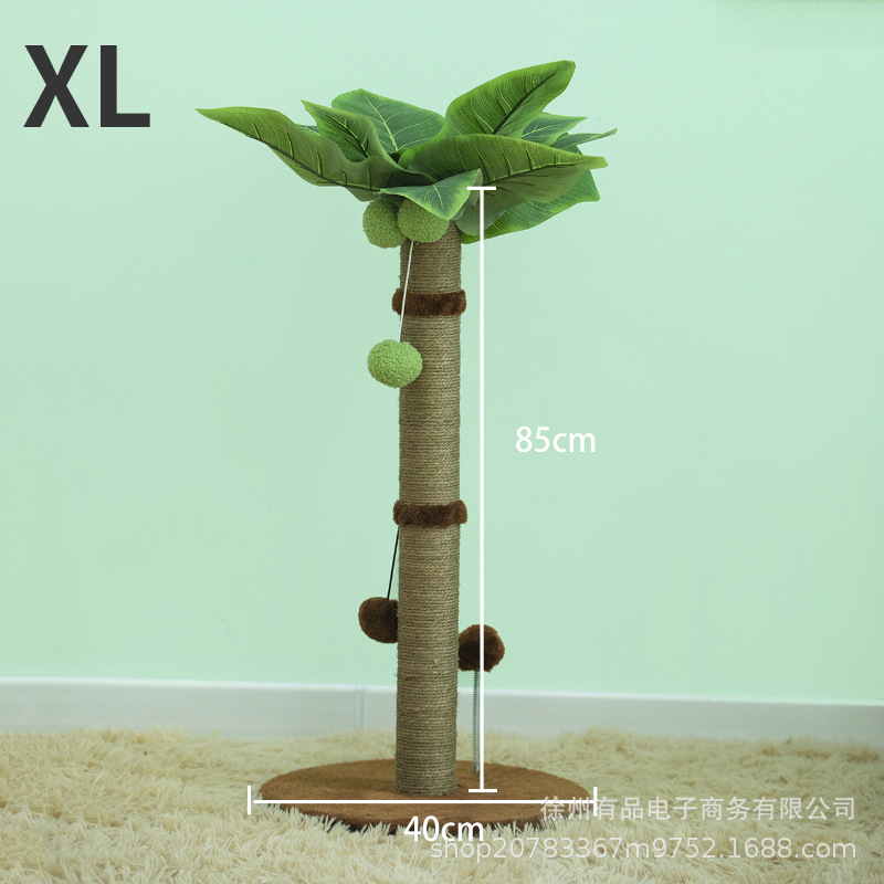 Árbol rascador para gatos con forma de cocotero, poste rascador de sisal, poste vertical para trepar, duradero, antideslizante, juguete grande para gatos, transfronterizo