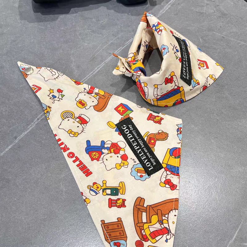 宠物猫咪口水巾狗狗网红三角巾帅气拍照饰品小猫卡通图案泰迪围嘴|undefined