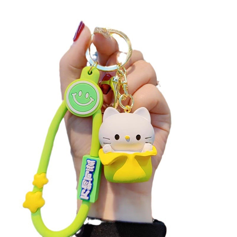 Caricatura creativa lindos llaveros parejas pequeños animales muñecas bolsas colgantes llaveros de automóviles colgantes de teléfonos móviles