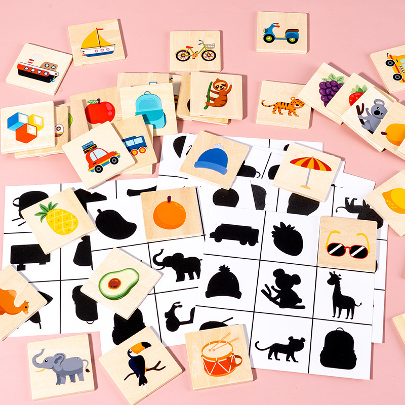 木の子供の蒙氏の動物の果物は影を探してパズルのゲームをペアリングします。|undefined
