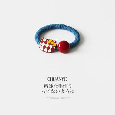 2026 French-Style Plaid Bow Tie Cat Head Small Hair Tie New Sweet and Cute High Elasticity Durable Hair Rope Hair Accessory (Saç üçün rezinlər) - blue