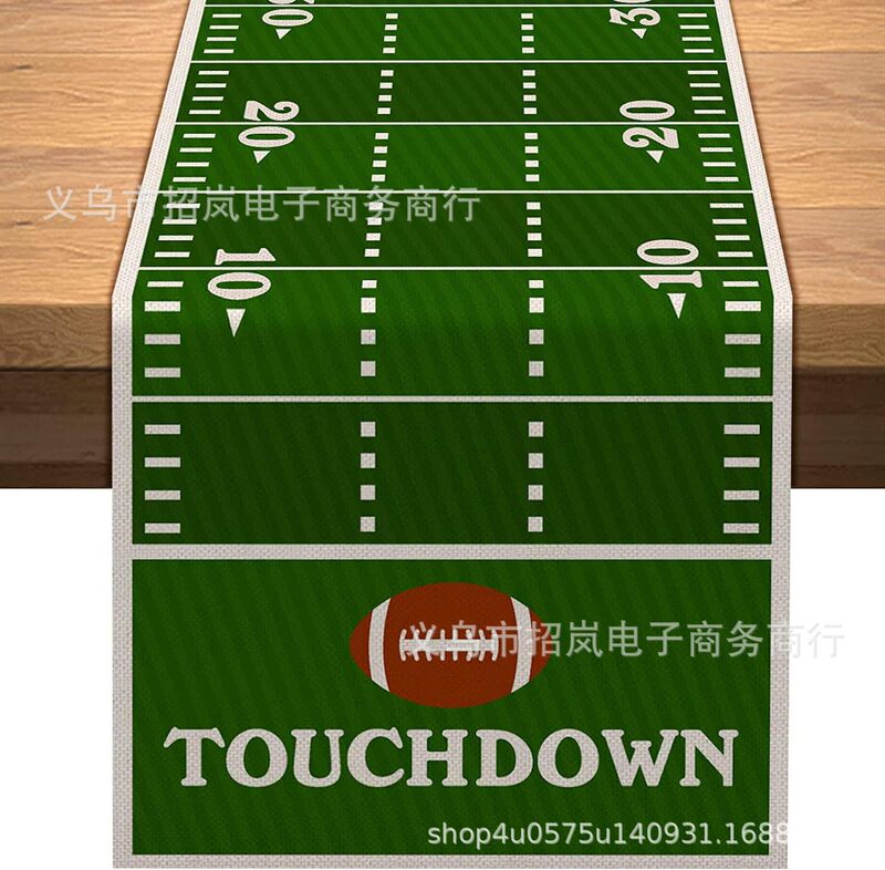 国境を越えて人気のスーパーボウル日曜日テーブル旗亜麻プリントレストランキッチン装飾断熱防熱テーブルクロス|undefined