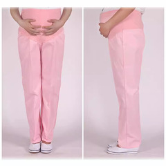 Pregnant nurse pants set winter and summer wear white and blue plus-size work pants with adjustable elastic waist