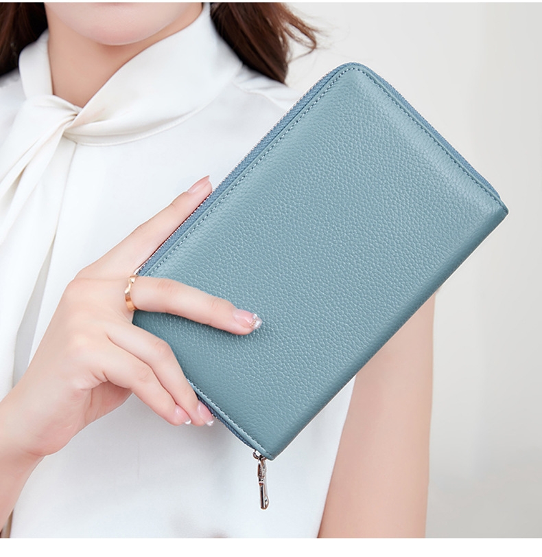 Gepäck & Taschen Oberschicht Rindsleder RFID Reisepasstasche Reißverschluss lange Passbuchtasche multifunktionale Dokumententasche große Kapazität echtes Leder Clutch_voghion.com