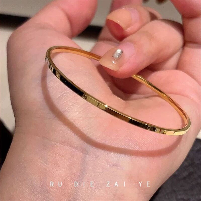 KUNING Non-fading! Ultra-fine plain titanium steel bracelet, versatile for daily wear, can be layered, with a high-end feel KUNING Non-fading! Ultra-fine plain titanium steel bracelet, versatile for daily wear, can be layered, with a high-end feel