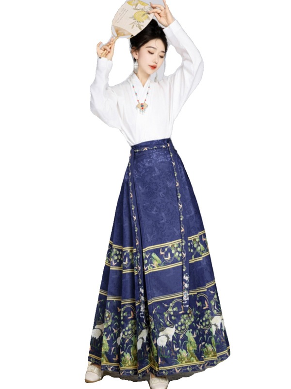 Hemingの新しいオリジナル漢服女性の明王朝風馬面スカート日常着改良通勤新しい中国風多用途スーツ|undefined