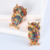 55341 new European and American cross -border exaggerated cartoon owl color animal dumb earrings manufacturer supply