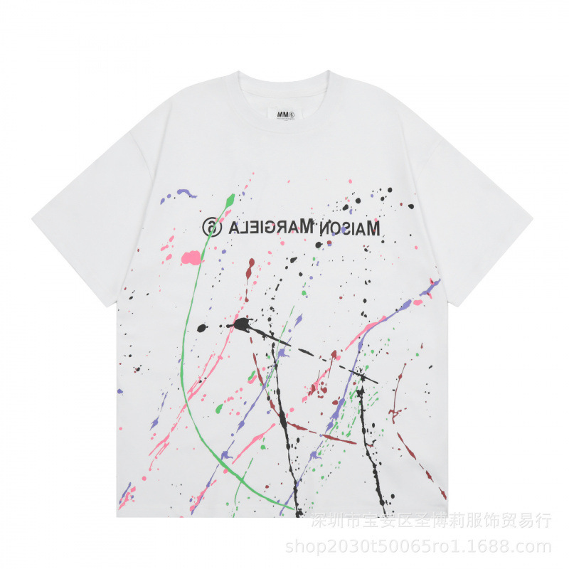 クロスボーダー メゾン マルジェラ マルジェラ デジタル プリント MM6 ピュアコットン 高品質 メンズ Tシャツ レディース 半袖 トレンド|undefined