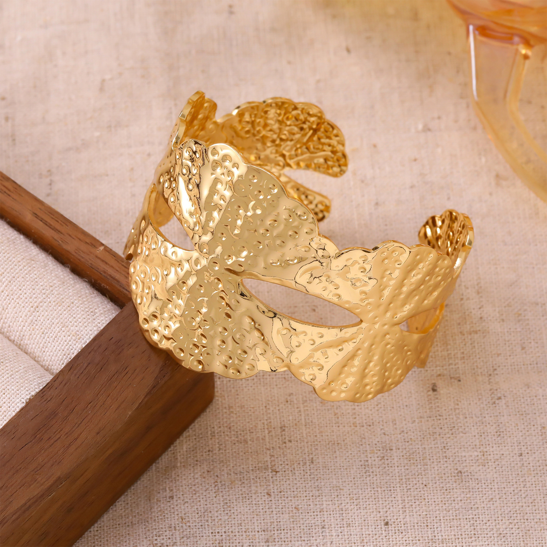 Gold exaggerated wide bracelet