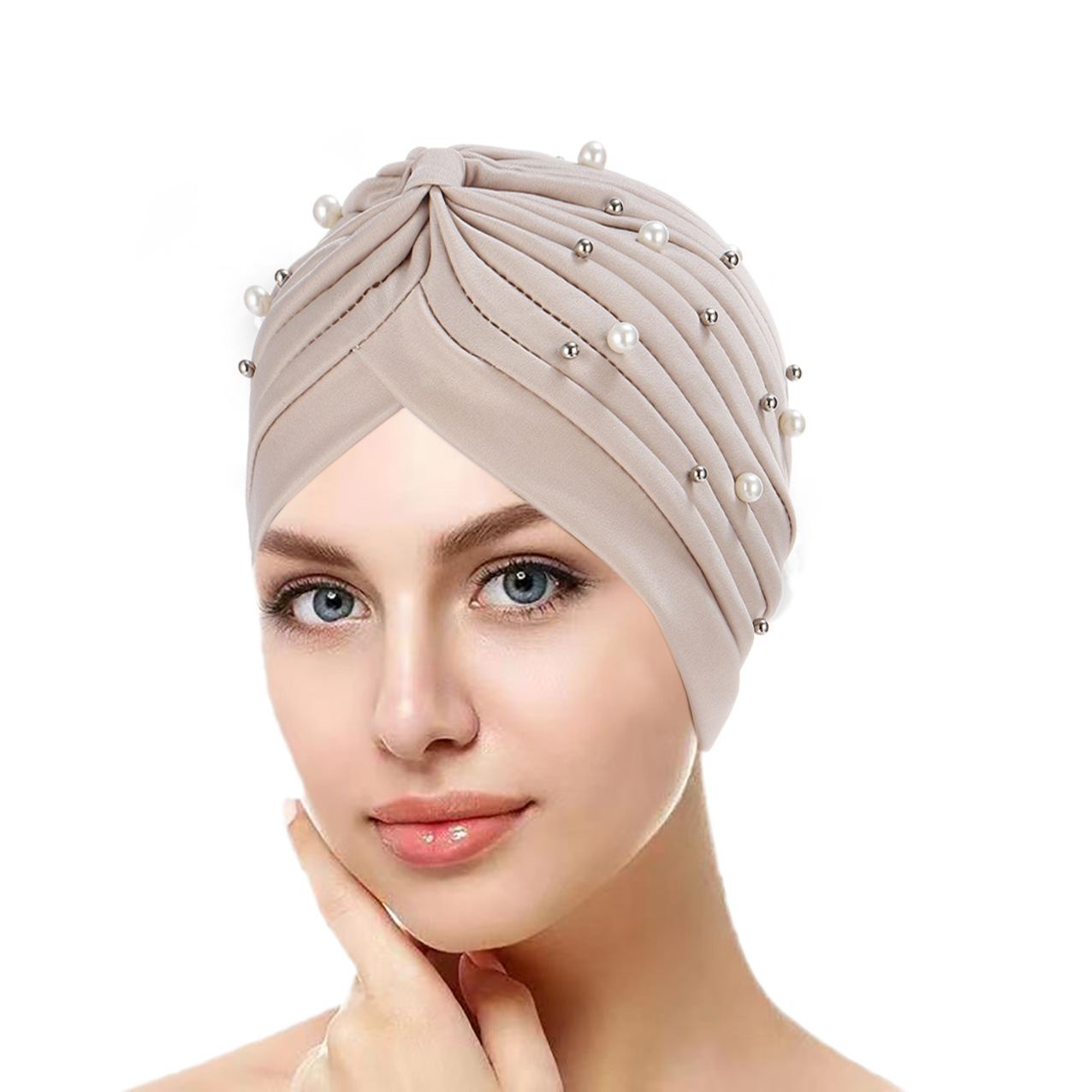 Femmes Style Simple Couleur Unie Perle Rivet Sans Gouttière Bonnet display picture 5