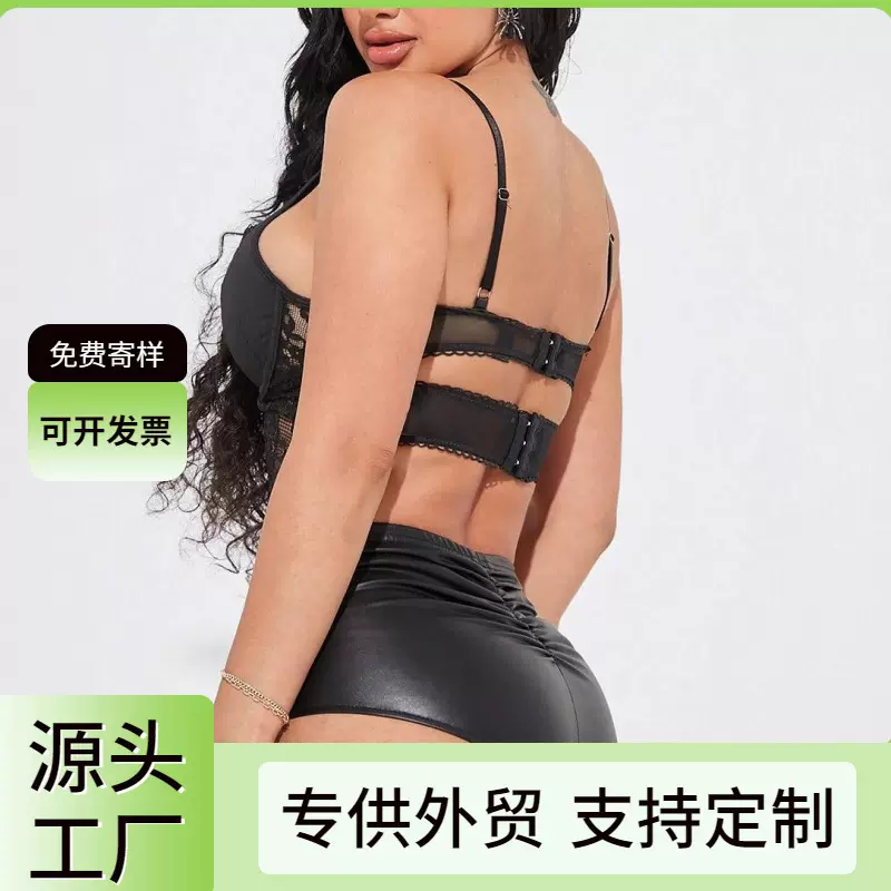 纯色蕾丝花边镂空性感吊带背心收腰显瘦短款美背辣妹欧美风露背