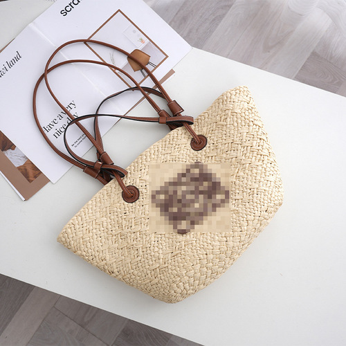 Luo Family Large Capacity Tote Woven Bag Fashionable Vine Woven Handbag Handmade Woven Travel Shopping Bag Manufacturer