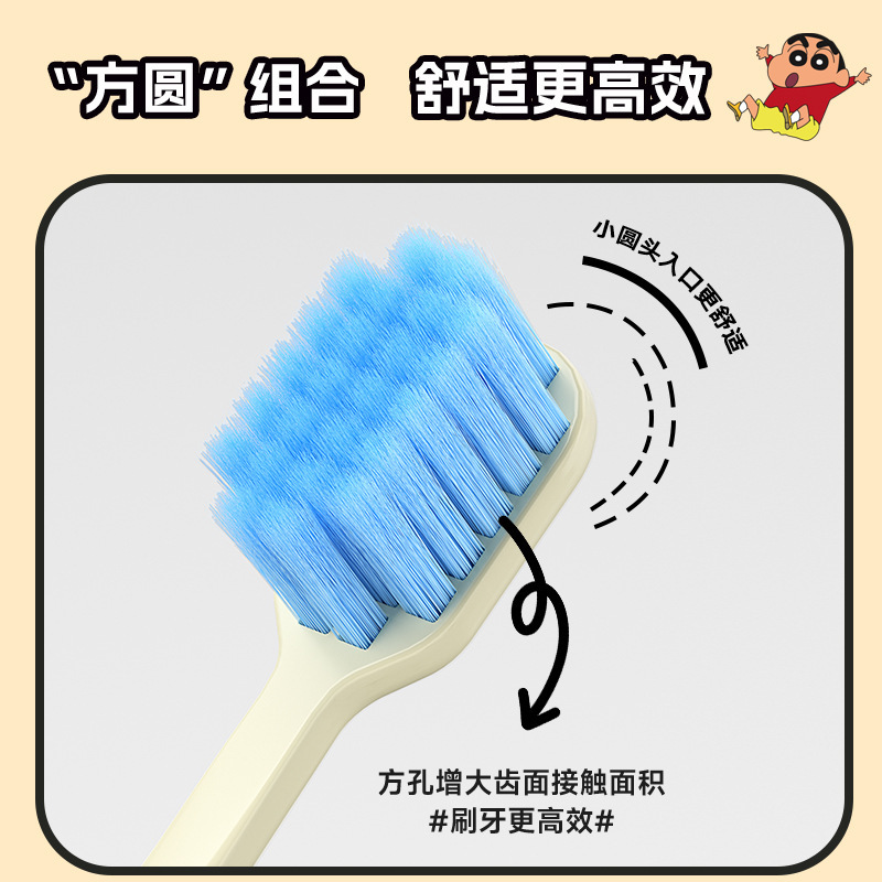 蜡笔小新正版授权单支装牙刷可爱公仔宽头护龈牙刷女手动清洁牙刷|undefined