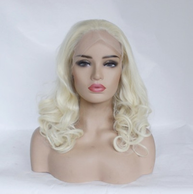 Europa y los Estados Unidos populares damas arroz blanco corto rizos fibra química pelucas de encaje frente al por mayor comercio exterior LW0073