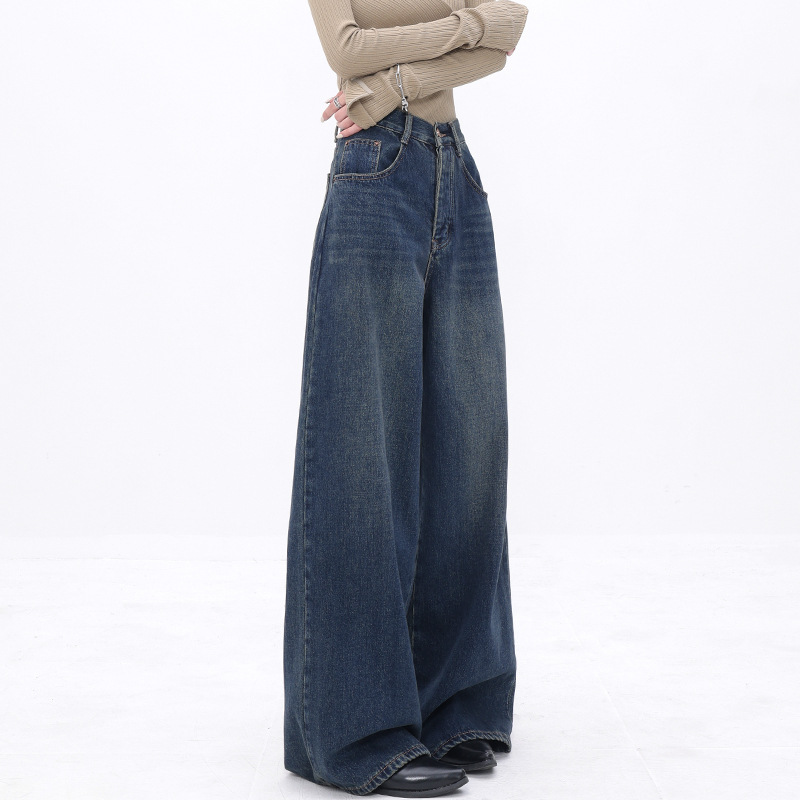Loose Washed Old Wide Leg Women's Jeans