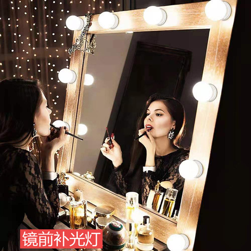 Factory 3-color light mirror Vanity Makeup Lamp Amazon Mirror Light Bathroom No Drill Light-Up Vanity Mirror