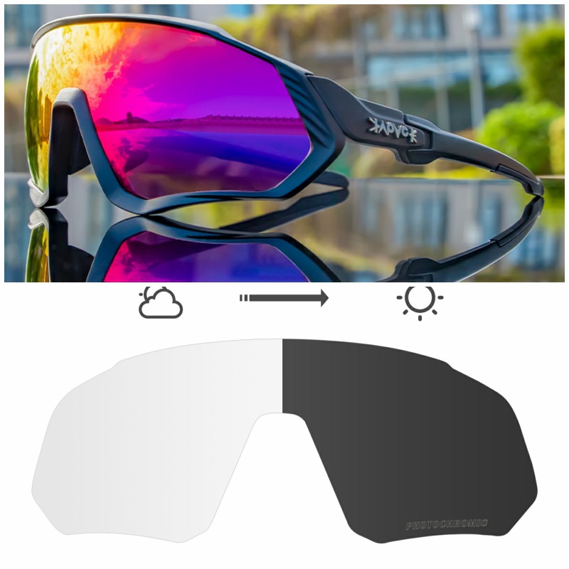 Gafas Fotocromáticas de Ciclismo Set de 2 Lentes TR90 Fotocromático, Protección UV para Ciclismo