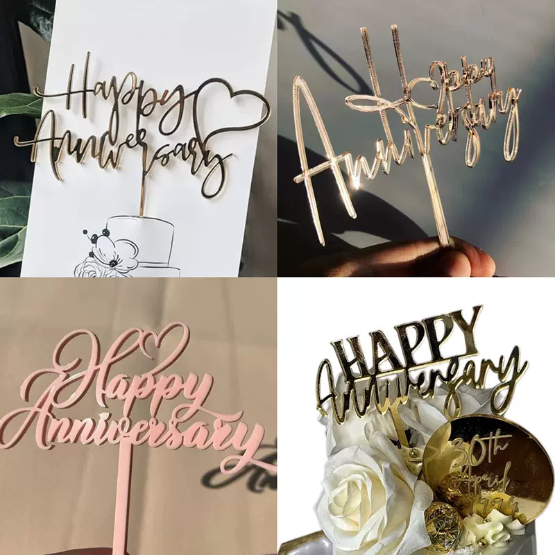 跨境新品结婚周年纪念日蛋糕装饰亚克力蛋糕插牌蛋糕插件派对用品
