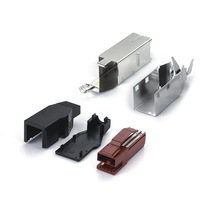 POWER USB 24V公頭焊線五件卡扣式紅膠配上下馬口鐵加上下塑膠殼