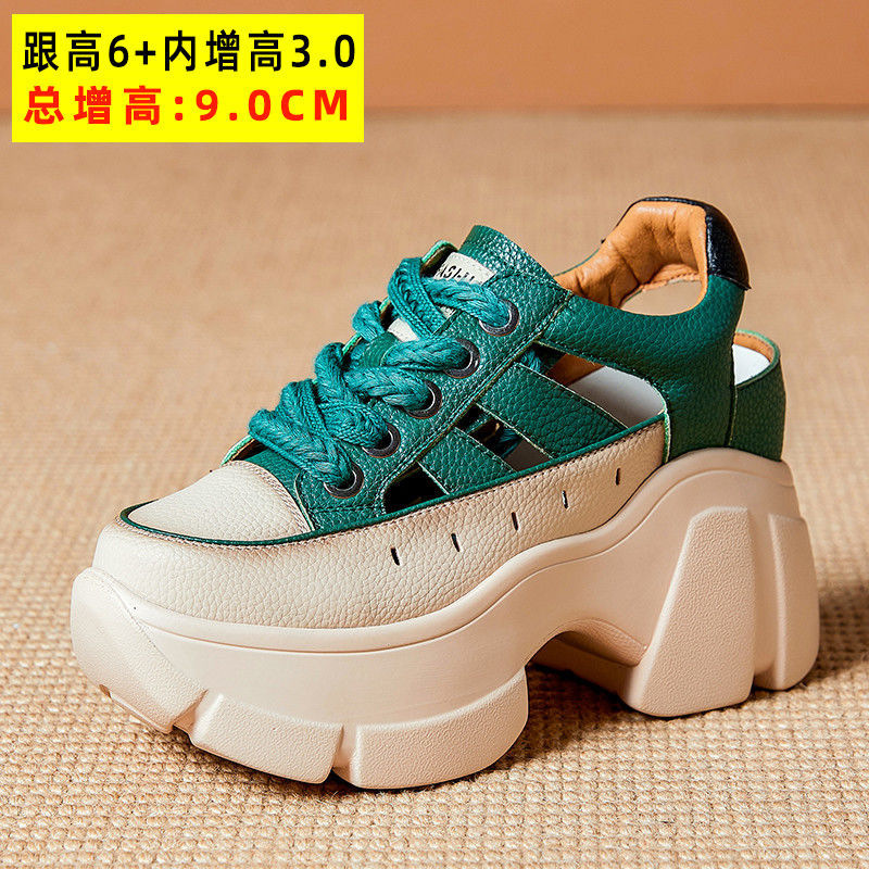 Cave Shoes Women's Spring and Summer New Arrival Ruled German Training Shoes Empty Breathable Inner Height Increasing Women's Shoes All-match Thick-soled Roman Sandals