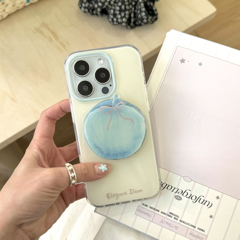 Coreano simple arco azul manzana para iPhone15/16 funda para teléfono móvil 14Pro pareja 16PM pareja 13