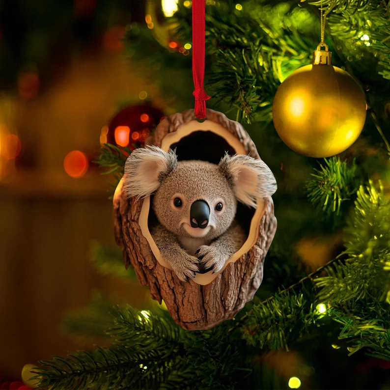 Nuevos búhos transfronterizos, osos, adornos de Navidad, colgantes de árbol de Navidad, colgantes de acrílico de impresión plana 2D