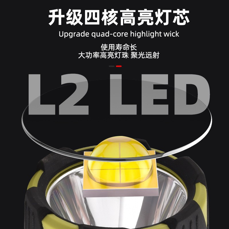 Luz portátil de luz fuerte transfronteriza con luz lateral USB de carga al aire libre linterna de emergencia multifuncional camping reflector al por mayor