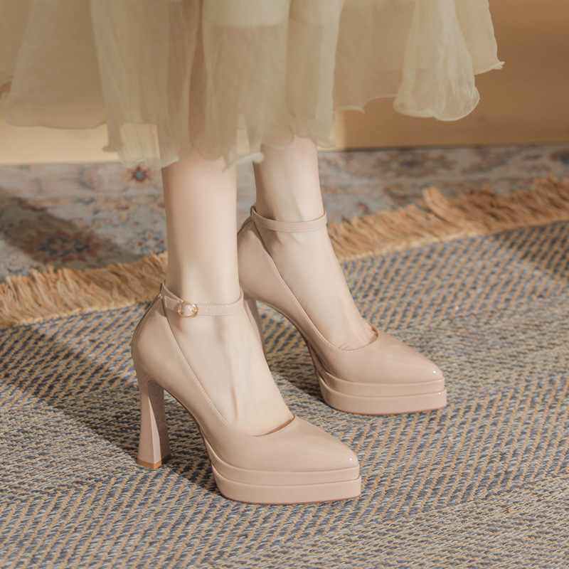 Jin Gang M11511 Chunky Heeled Mary Jane Women's Shoes 2025 New Spring and Autumn High Heeled Platform Bridal Shoes Wedding Shoes Jin Gang M11511 Chunky Heeled Mary Jane Women's Shoes 2025 New Spring and Autumn High Heeled Platform Bridal Shoes Wedding Shoes