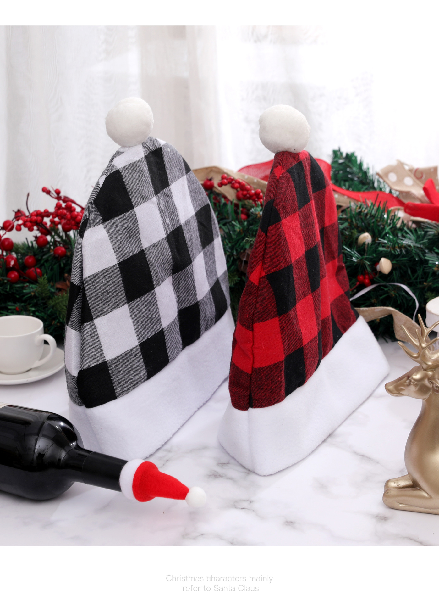 Christmas Fashion Plaid Cloth Inside The Car Decorative Props 1 Piece display picture 2