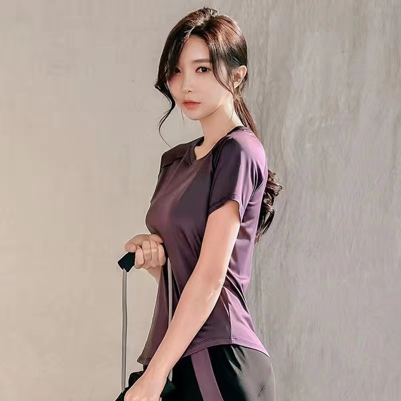 Yoga Suit Women's Sports Short-sleeved Summer Thin Large Size Slimming Loose Gym Morning Running Suit Fitness Quick-drying Clothes