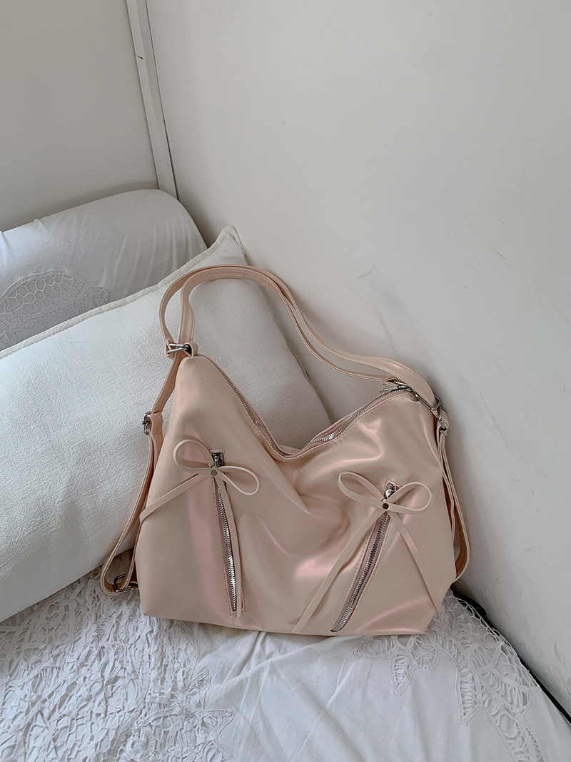 Ruksak u obliku mašne za žene 2024., nova trendi korejska platnena torba, ležerna, velikog kapaciteta, s jednim ramenom i leđima_voghion.com