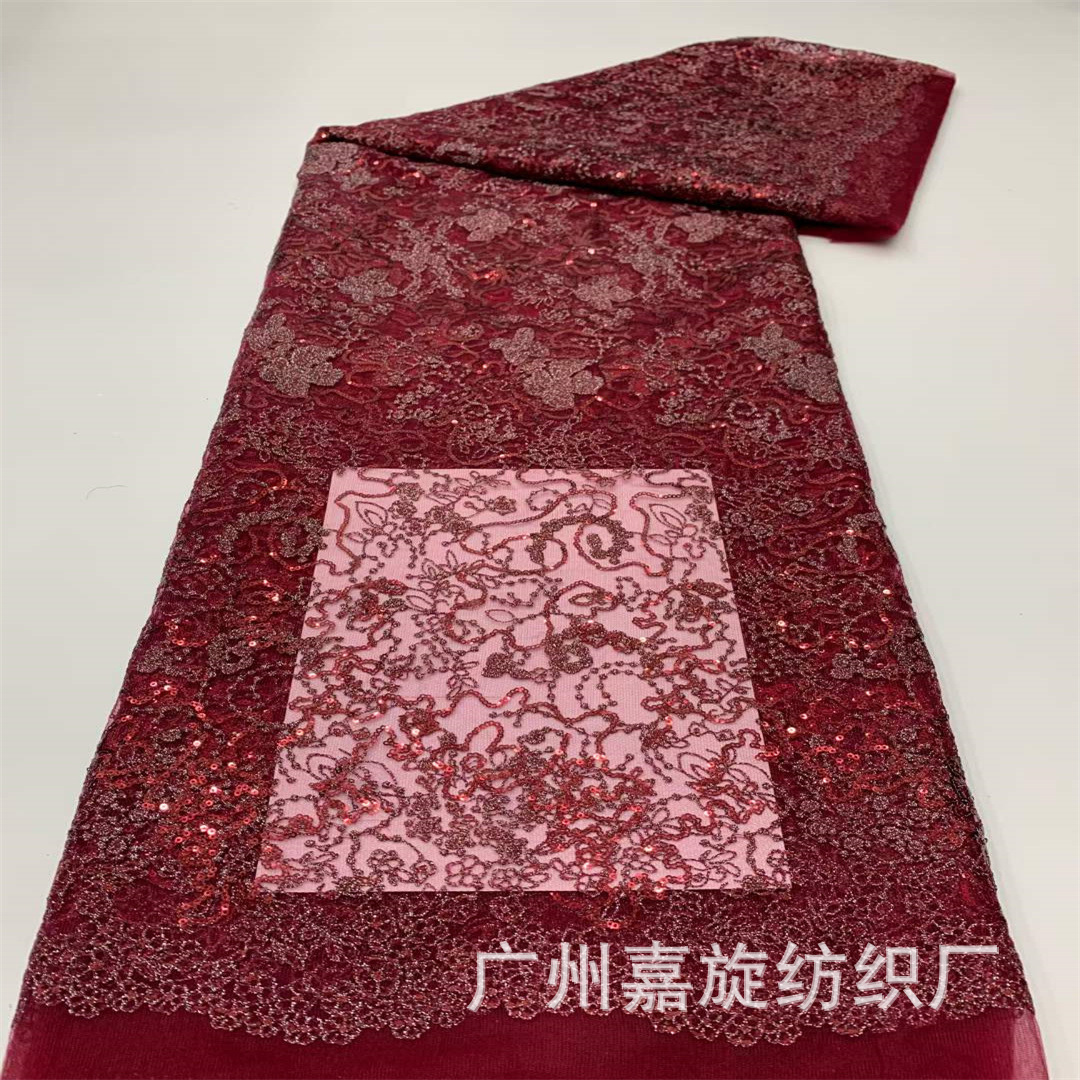 Nuevo multicolor tela de bordado de sequillas de malla Dai falda cheongsam encaje compuesto de hilo bordado brace image 4