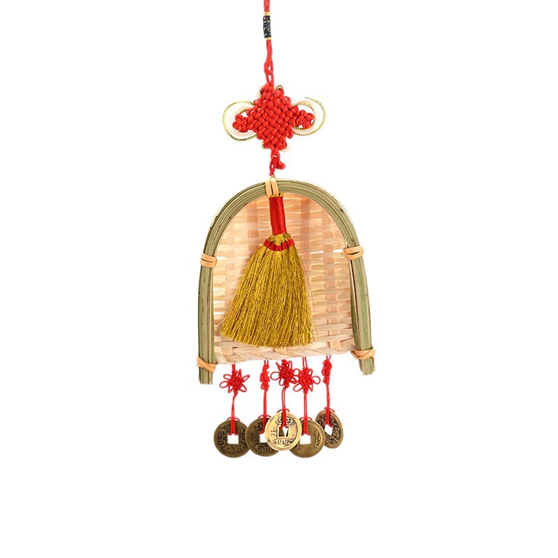 Año Nuevo bambú pequeño colgante linterna hecha a mano DIY material de cuerda colorida linterna Festival de Primavera auspiciosa escoba colgante