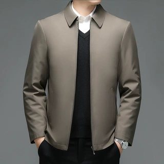 专柜防寒羽绒服男2024冬季休闲翻领中年爸爸可拆羽绒内胆保暖外套