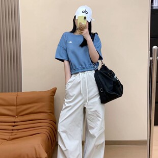 Women's High-End Tops, Fitness and Yoga Wear, Ultra-Short T-Shirts, Women's T-Shirts, Short-Sleeved, Slimming, Shoulder-Slimming and Waist-Slimming