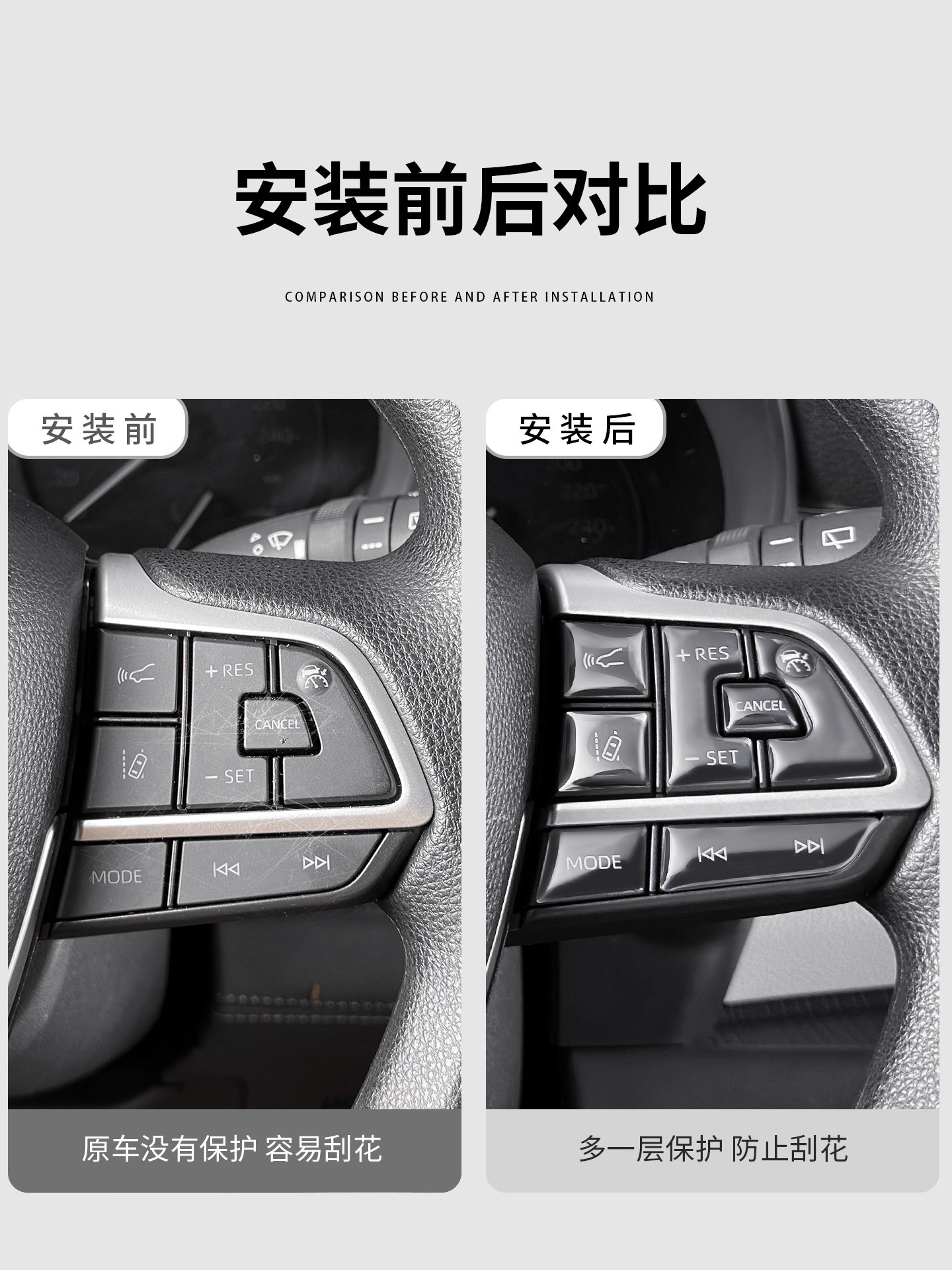 Suitable for Toyota Highlander Crown Land Cruiser Steering Wheel Button Stickers, Special Protective Stickers for Grevia